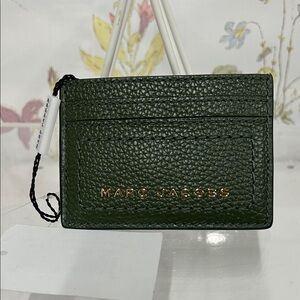 Marc Jacobs Forest Green Card Holder with Gold Accents